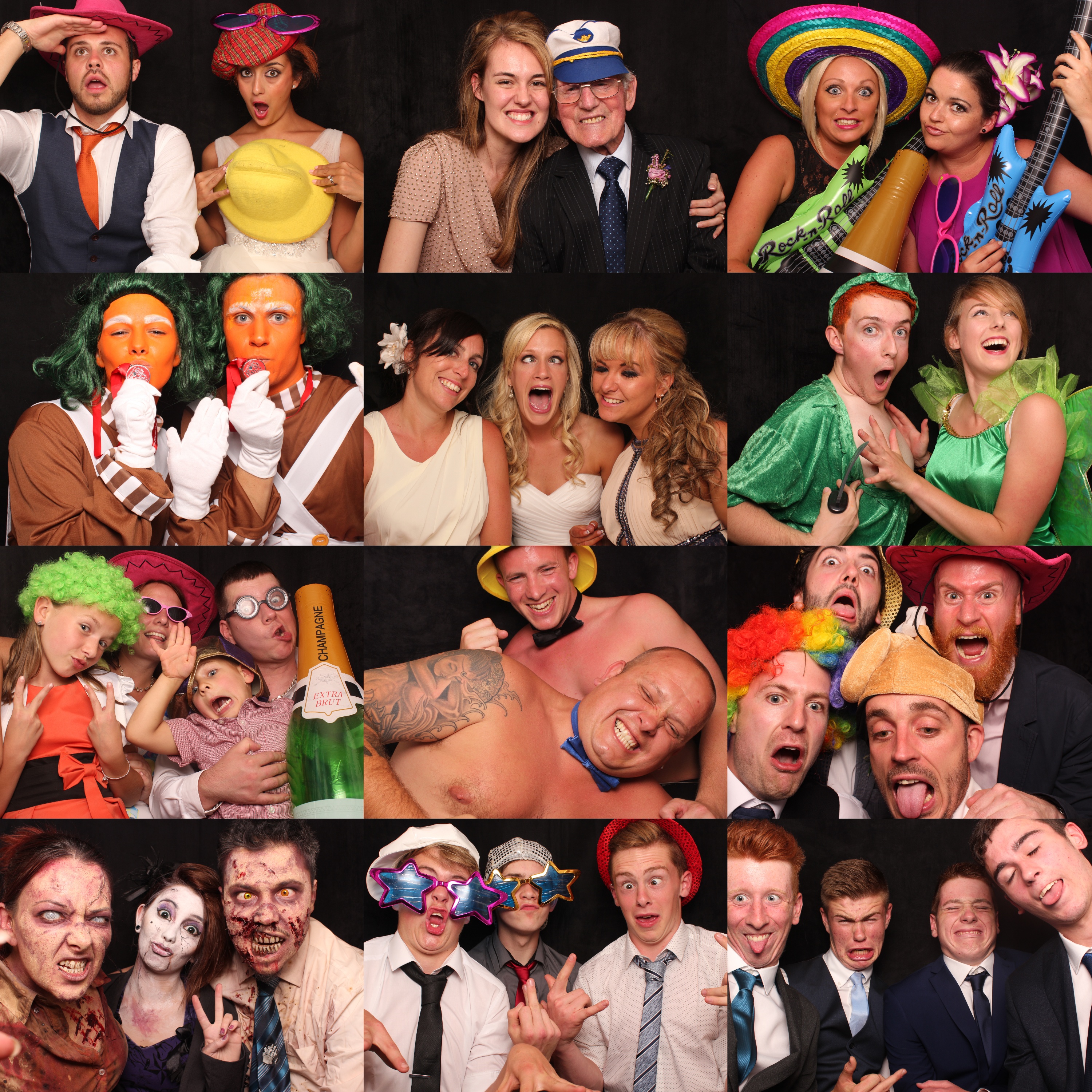 myPhotobooth fun photo collage - memories captured over the years with colorful props, silly faces, and group shots